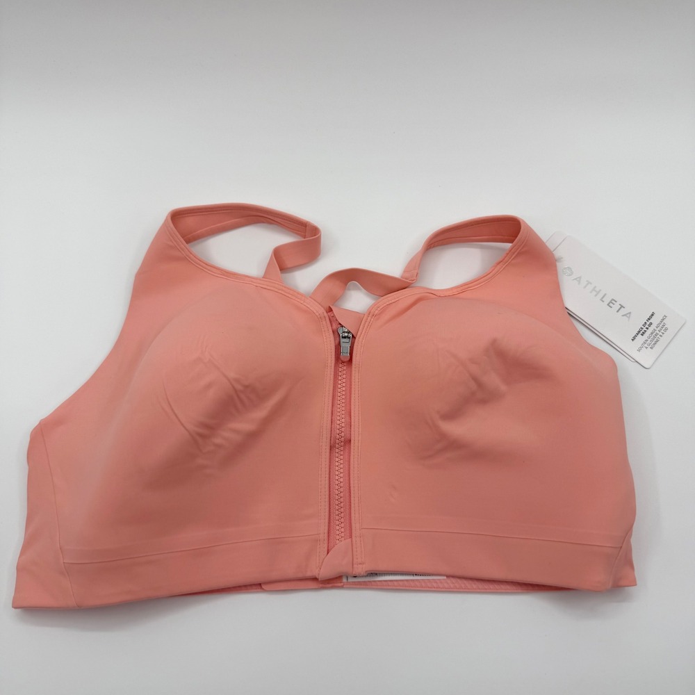 Athleta Advance Zip Front High Impact Sports Bra 40D Pink 657888-04-2-4040 NWT